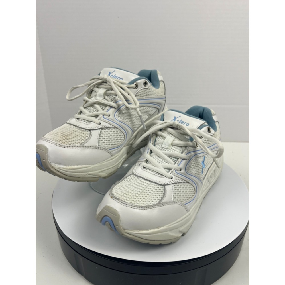 Xelero Womens White Blue Athletic Running‎ Walking Arch Support Sneakers Size 7